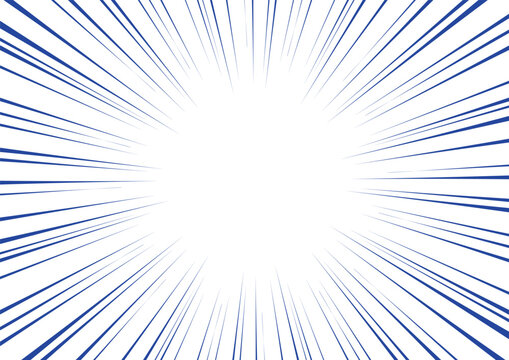 青色の集中線 漫画風スピード感あふれる背景素材 放射状ベクター