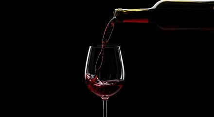 Pouring Rich Red Wine Into a Glass Against Black Background For Refreshment