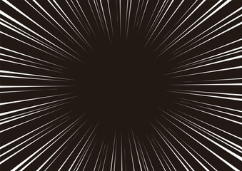 黒背景に白の集中線 強いインパクトと緊迫感 漫画風スピード感ベクター背景