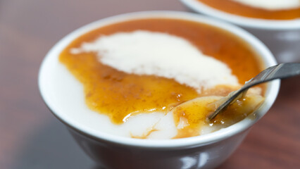 Taiwanese savory rice pudding Wa gui.