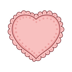 Pink retro frame with flowers and patterns and monograms. Vintage frame for Valentine's day on a white background.