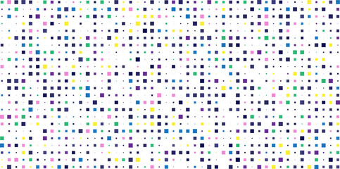 Colorful pixel mosaic: a vibrant digital art background with varying square sizes Vector © Lepe PNG
