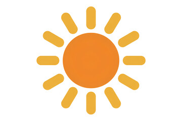 Stylized sun illustration with radiating orange rays on white background, simple graphic solar symbol