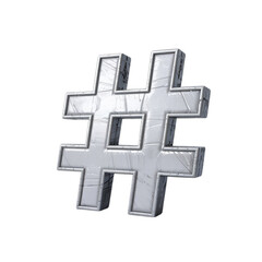 Obraz premium Metallic hashtag symbol isolated chrome silver image
