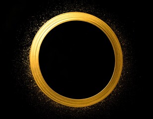 Gold circular frame with an empty center and a dark background