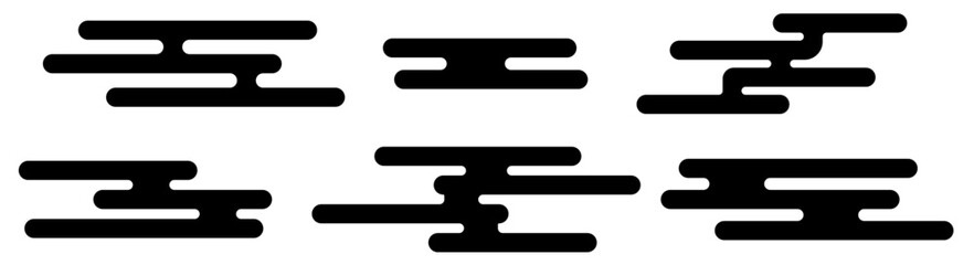 Japanese cloud ornaments in oriental style. Traditional Asian design elements with flowing lines. Perfect for decorative backgrounds, graphic projects, and cultural illustrations. Vector illustration. © Narin