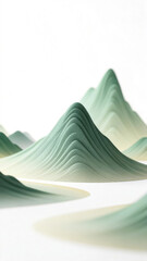 Abstract mountain landscape with soft green peaks and flowing contours