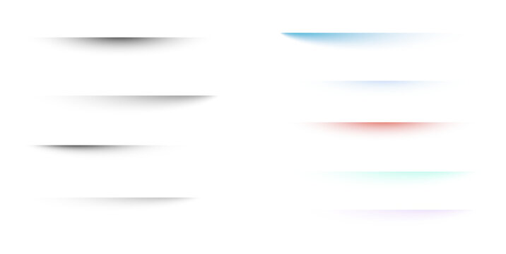 Realistic drop floor shadow and paper box frame design with oval brush border and gradient divider lines. Isolated square object packaging template with black shadow and soft paper texture effect. Mod