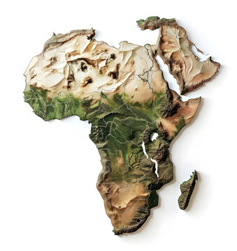 A detailed 3d relief map showcasing the diverse topography and political boundaries of africa and the arabian peninsula