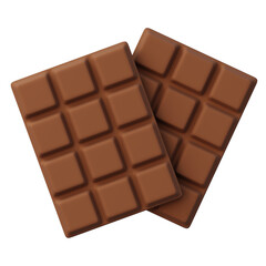 Fototapeta premium Two delicious milk chocolate bars for gourmet dessert and sweet snack food 3d icon