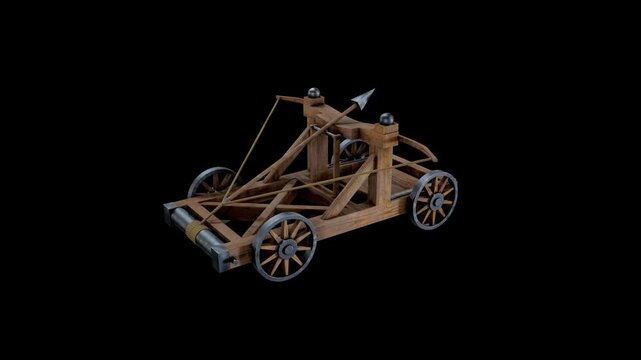 Ballista Rotating Base Weapon - Complex 3D Illustration of an Ancient Artillery Machine for Animation and Design