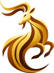 Obraz premium Golden Goat Luxury Logo Illustration