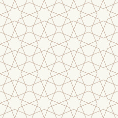 Obraz premium arabic seamless abstract star line pattern backgroundislamic texture tile beige color geometric vector illustration