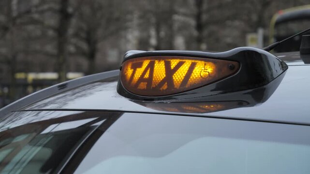 London black cab taxi sign lit up