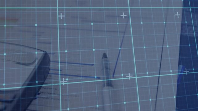 Camera moving down right highlighting pencil pointing at trend line and numeric keys under grid