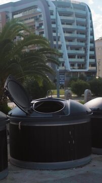 Modern underground waste system, practical and environmentally friendly urban design.