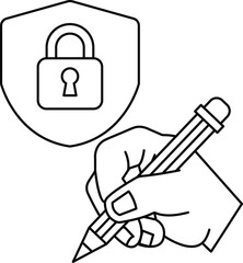 A hand is holding a pencil and writing on a piece of paper