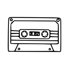 Fototapeta premium retro 90s music cassette icon in hand-drawn sketch style