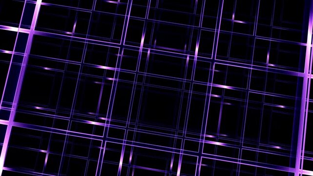 Dark cubes rise from an illuminated grid of glowing red and orange tones creating a complex isometric digital landscape with vertical depth