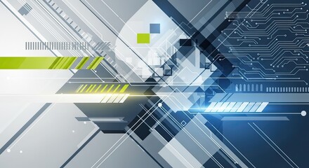 Obraz premium Modern abstract technology background with circuit board and geometric shapes