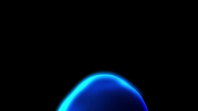 Extreme close-up of a glowing blue fluid shape with soft curved edges set against a black background, emphasizing minimal futuristic digital art form