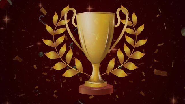 Animation of gold pattern over glass of champagne on black background