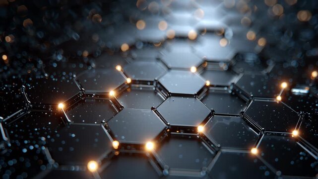 Dynamic hexagonal patterns abstract digital space visual composition futuristic environment top-down perspective tech concept