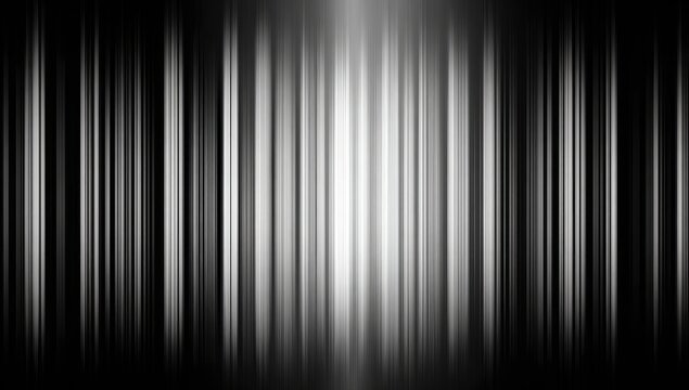 Abstract vertical light streaks form a glowing, dark, metallic curtain