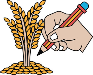 Fototapeta premium A hand is drawing a tree with a pencil