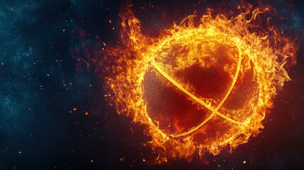 Fototapeta premium Fiery basketball in cosmic backdrop