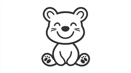 Naklejka premium Charming Minimalist Line Art Drawing of a Cute Dog, Simple Cartoon Puppy Outline for Illustrations