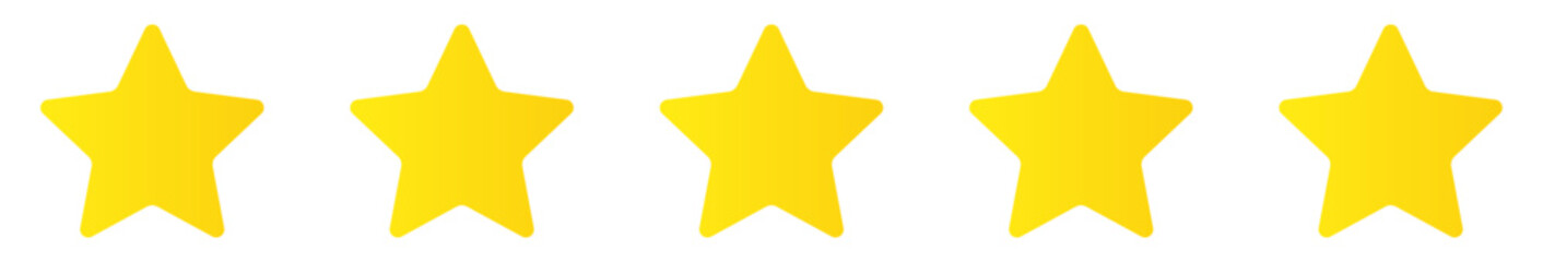 The icon has 5 golden stars for evaluating the service. On a transparent background. Vector illustration.