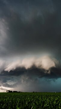 Moody storm sky with rolling cloud layers forming dynamic atmospheric motion