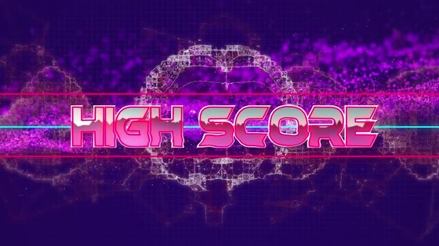 Animation of high score text over scope scanning and green drawing of green plants