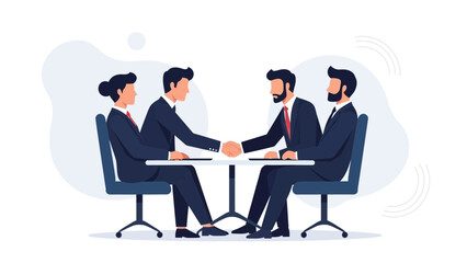 Obraz premium Business handshake agreement between diverse team partners at a meeting table