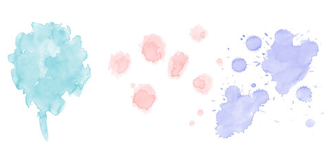 Vibrant abstract watercolor ink splashes on dark black background featuring teal bloom red blobs and indigo splatters