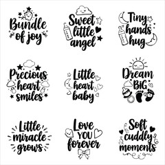 Obraz premium Cute baby quote bundle with adorable illustrations for nursery decor