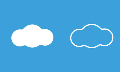 Obraz premium Cloud icons on blue background. Minimal illustration of soft white clouds floating on a blue sky background, ideal for weather concepts, UI design, and playful visual themes. 