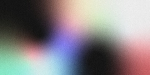 A moody, grainy abstract background featuring a fluid, blended gradient of deep black, vivid purple, soft green, and warm pink, enhanced with a retro noise texture. 