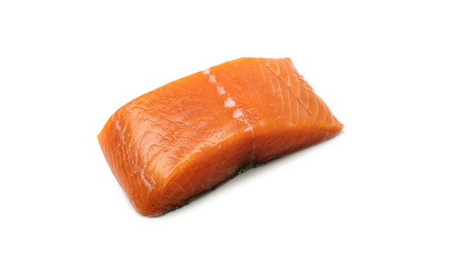A piece of fresh salmon on a white background. High quality photo