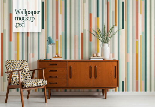Home interior wallpaper design mockup