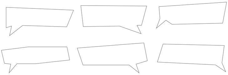 Six empty outline speech bubbles vector graphic elements for communication and dialogue concepts