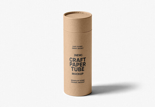 Isolated Craft Paper Tube Mockup