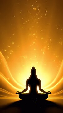 Shri Ramakrishna Jayanti Meditative Silhouette with Spiritual Golden Aura