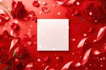 A red background with a white square in the middle