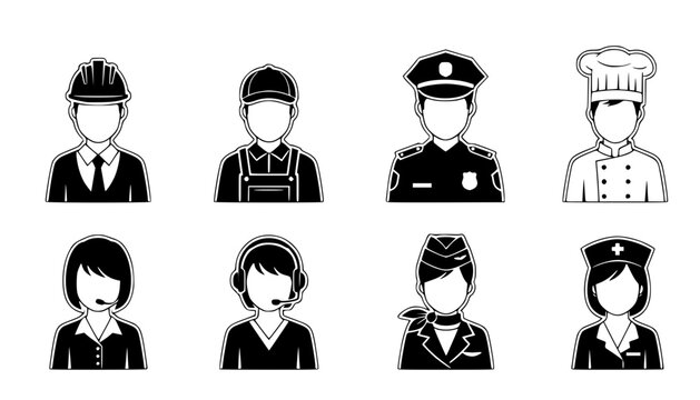 different professions icons set