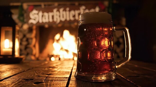 Starkbierfest Banner Background Symbolic Beer Mug Silhouette Warm Amber Light