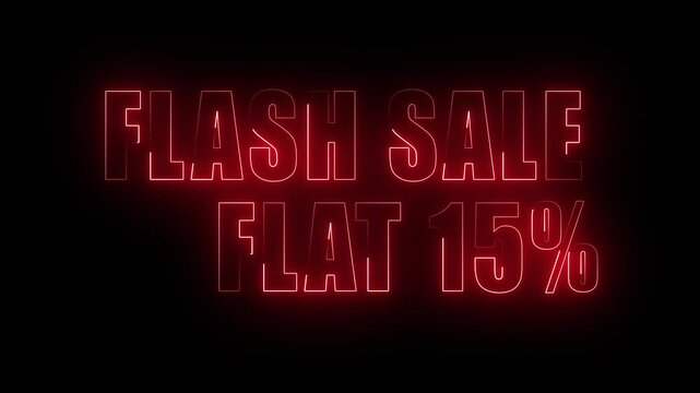 Neon red flash sale sign on a black background