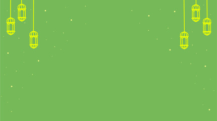 Festive green backdrop with yellow traditional lanterns and shimmering lights celebration theme