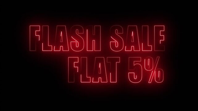 Neon red flash sale sign on a black background